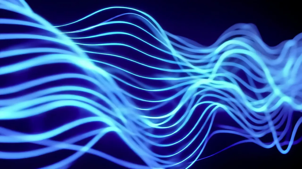 Glowing Blue Wavy Lines Abstract Design