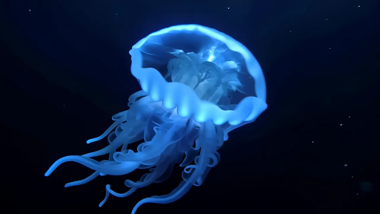 Glowing Deep Sea Jellyfish with Neon Edges