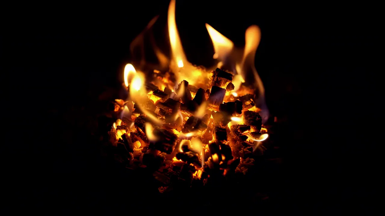 Glowing Ember Cluster with Flickering Flames