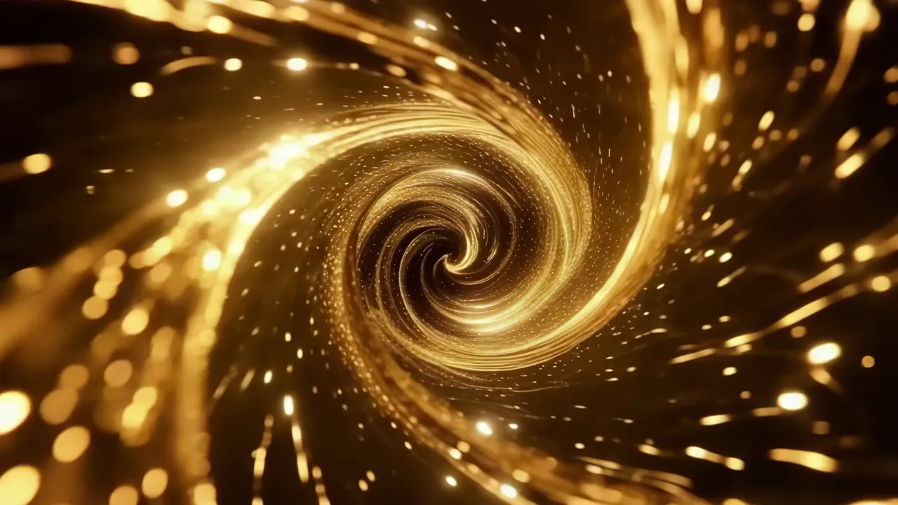 Glowing Golden Spiral Background with Stars