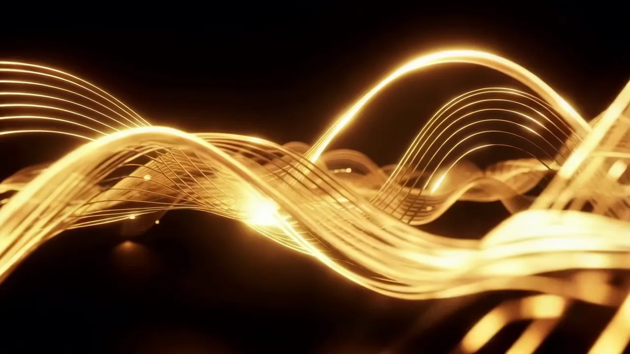 Glowing Golden Wave Lines with Dynamic Flow