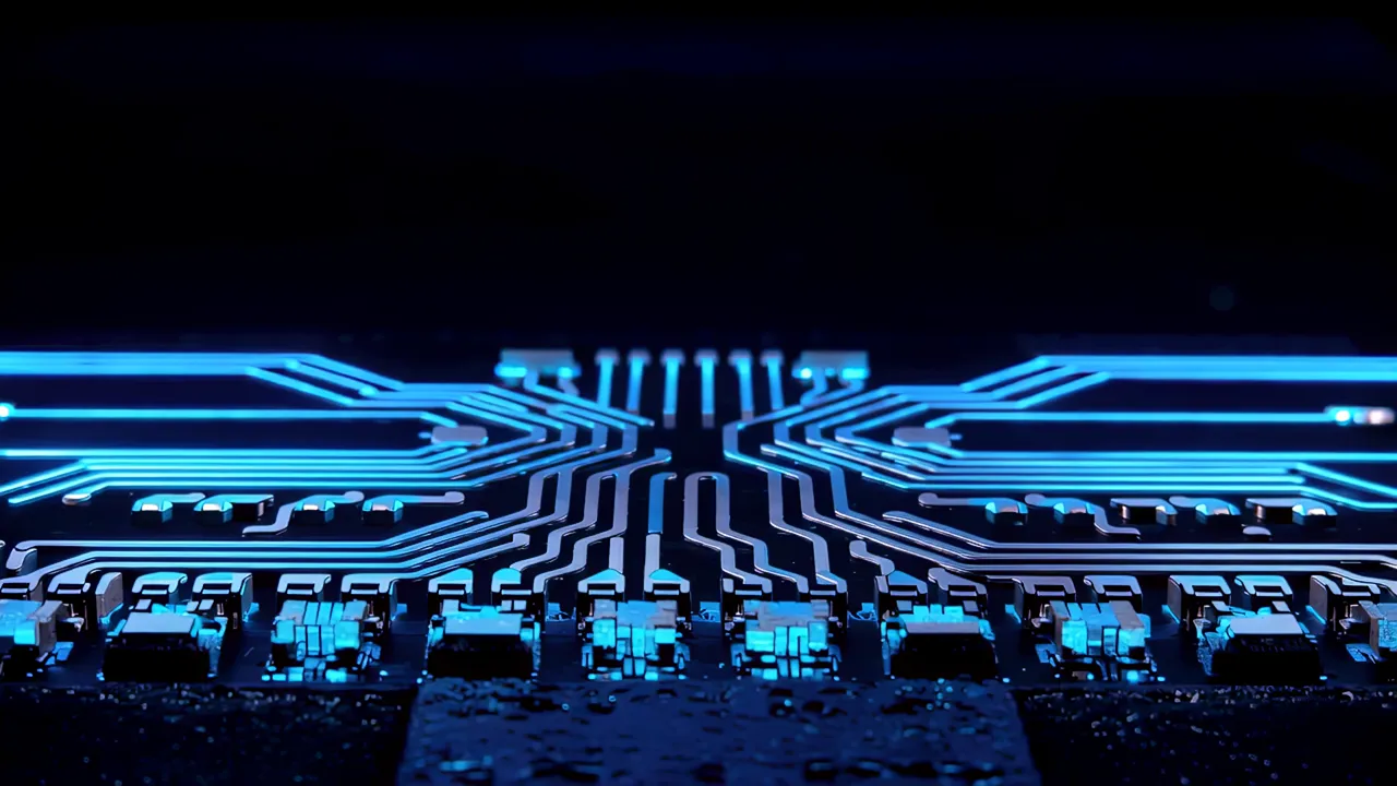 Glowing Transistor Gate Structures in Electronic Circuit