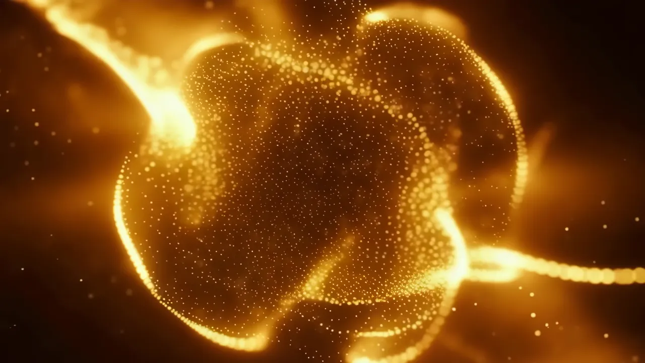 Gold Pulsing Digital Plasma with Glowing Particles