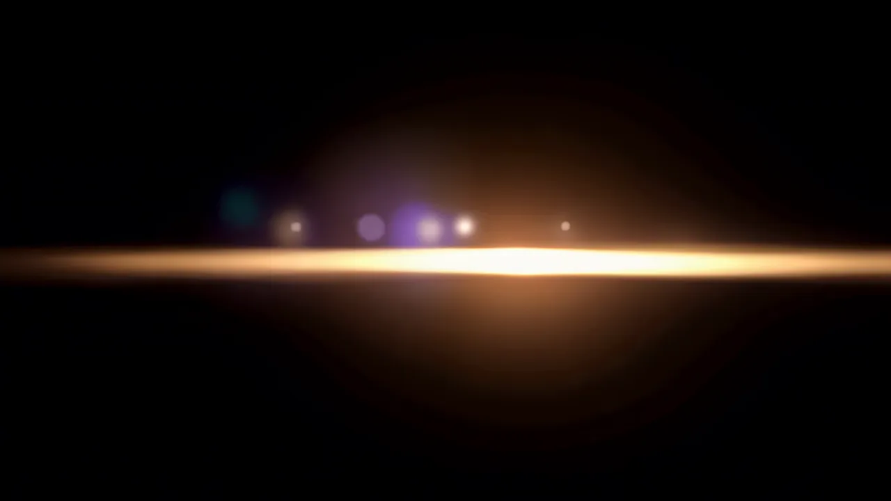 Golden Anamorphic Light Streak on Black Background