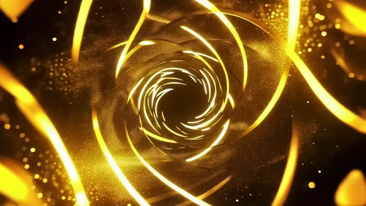 Golden Neon Swirls with Shimmering Effects