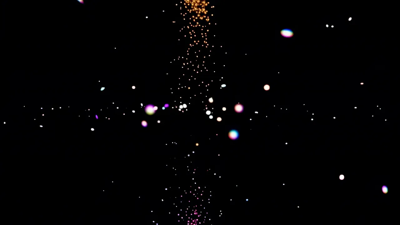 Golden Particles Falling Against Black Background