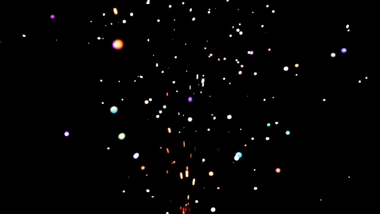 Golden Particles Falling Gently on a Black Background