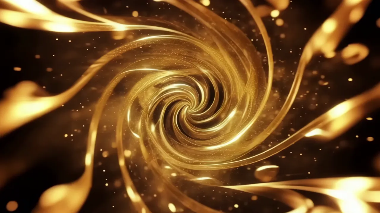 Golden Swirling Abstract Background with Shimmering Effects