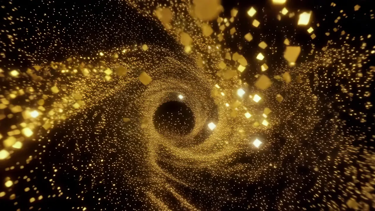 Golden Swirling Particles in Deep Space