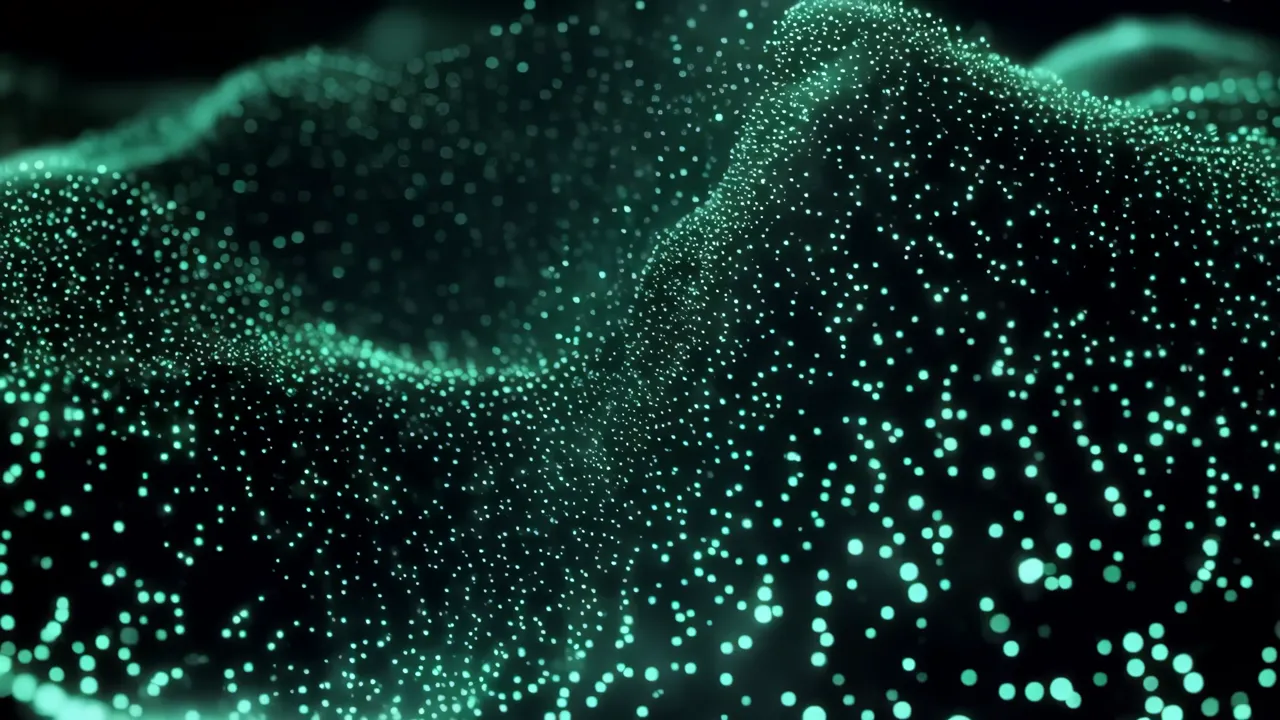 Green Abstract Wave-like Particles Motion Background