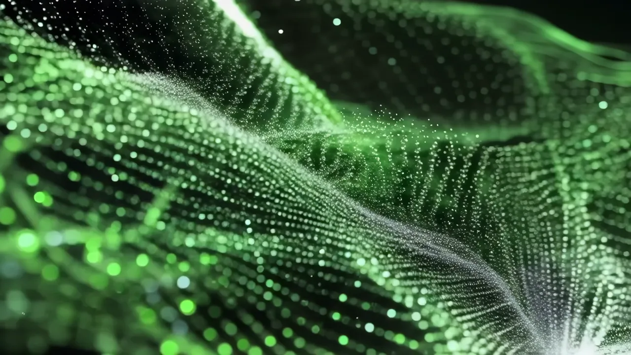 Green Digital Flowing Shimmer Loop Background