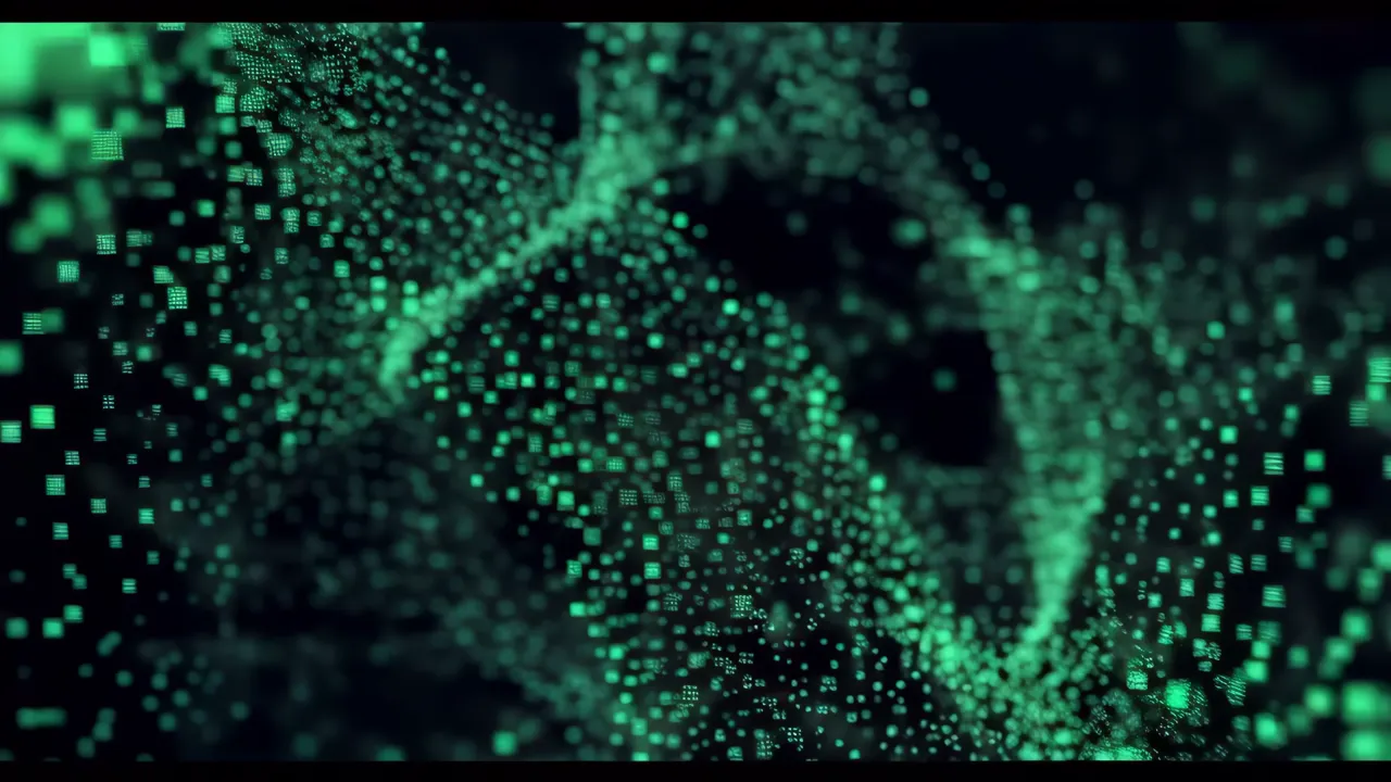 Green Digital Pulsing Particles Background