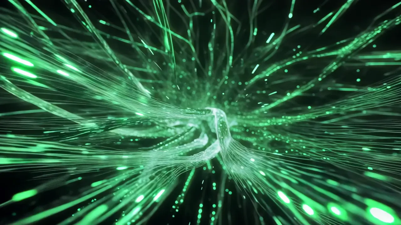 Green Futuristic Flowing Energy Motion Background