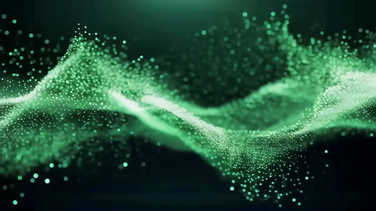 Green Futuristic Wave-Like Shimmering Dust Effect