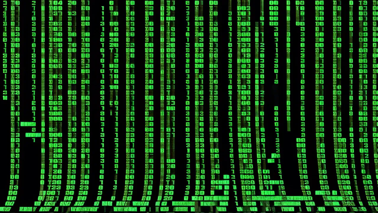 Green Matrix Data Stream with Glitch Effects