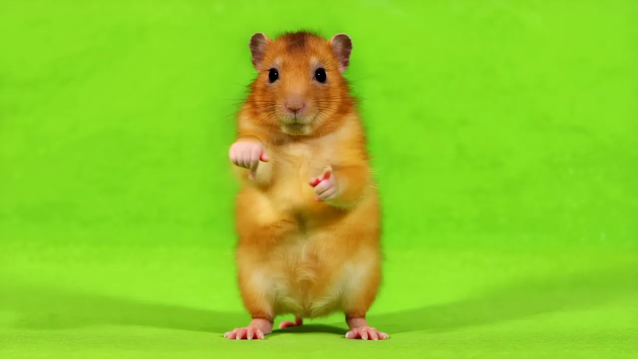 Hamster Standing Upright with Front Paws Raised