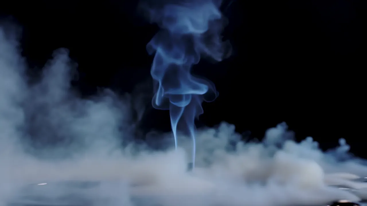 Heavy Low-Lying Smoke Layer Drifting Across Black Background