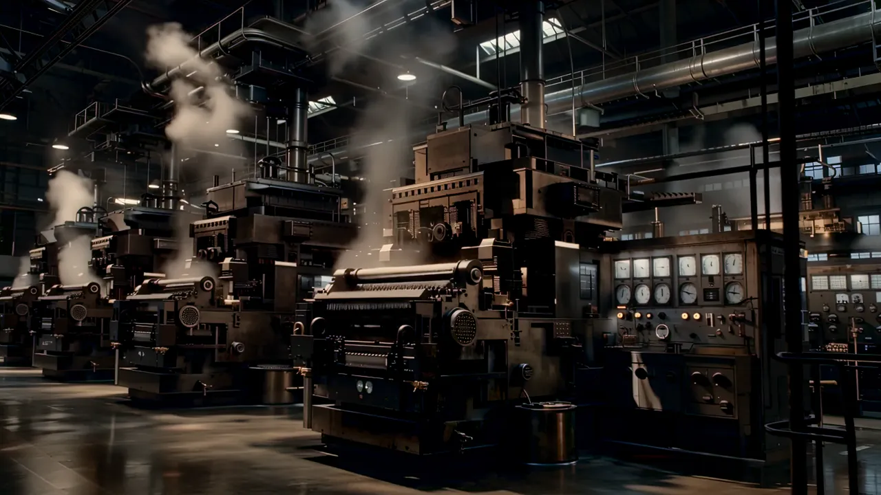 High-Speed Industrial Printing Press in Operation