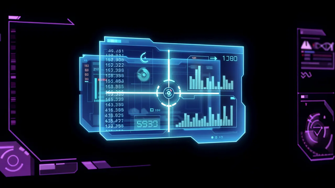 Holographic Data Panel with Scrolling Indicators