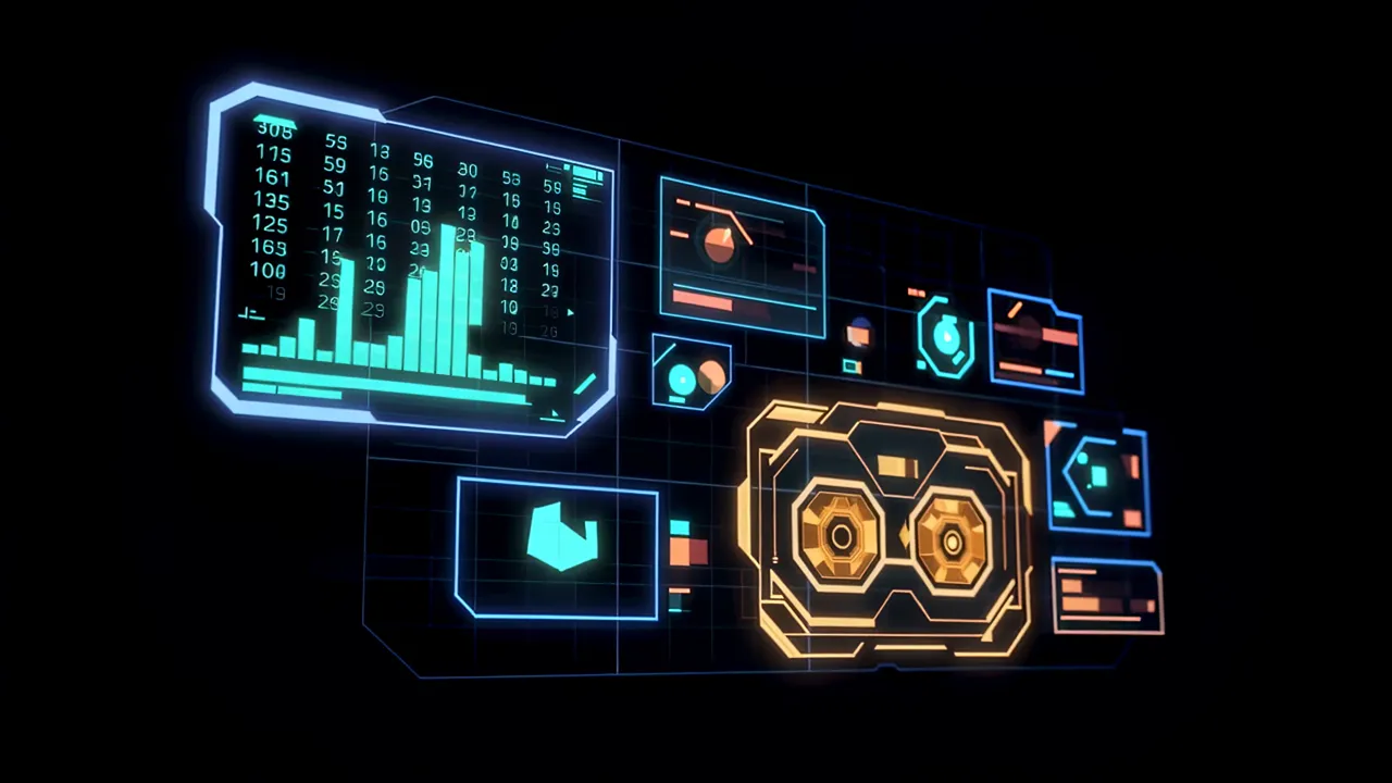 Holographic Data Panel with Scrolling Readouts