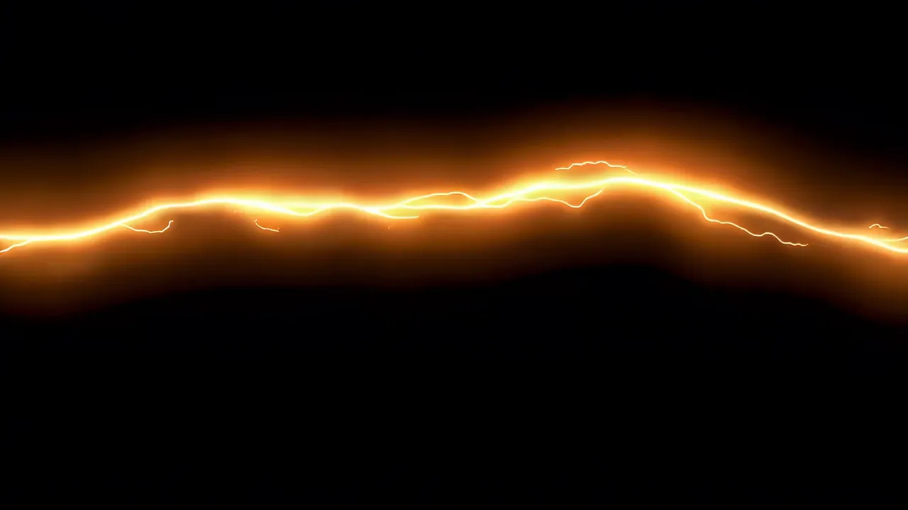 Horizontal Lightning Arc Across the Frame