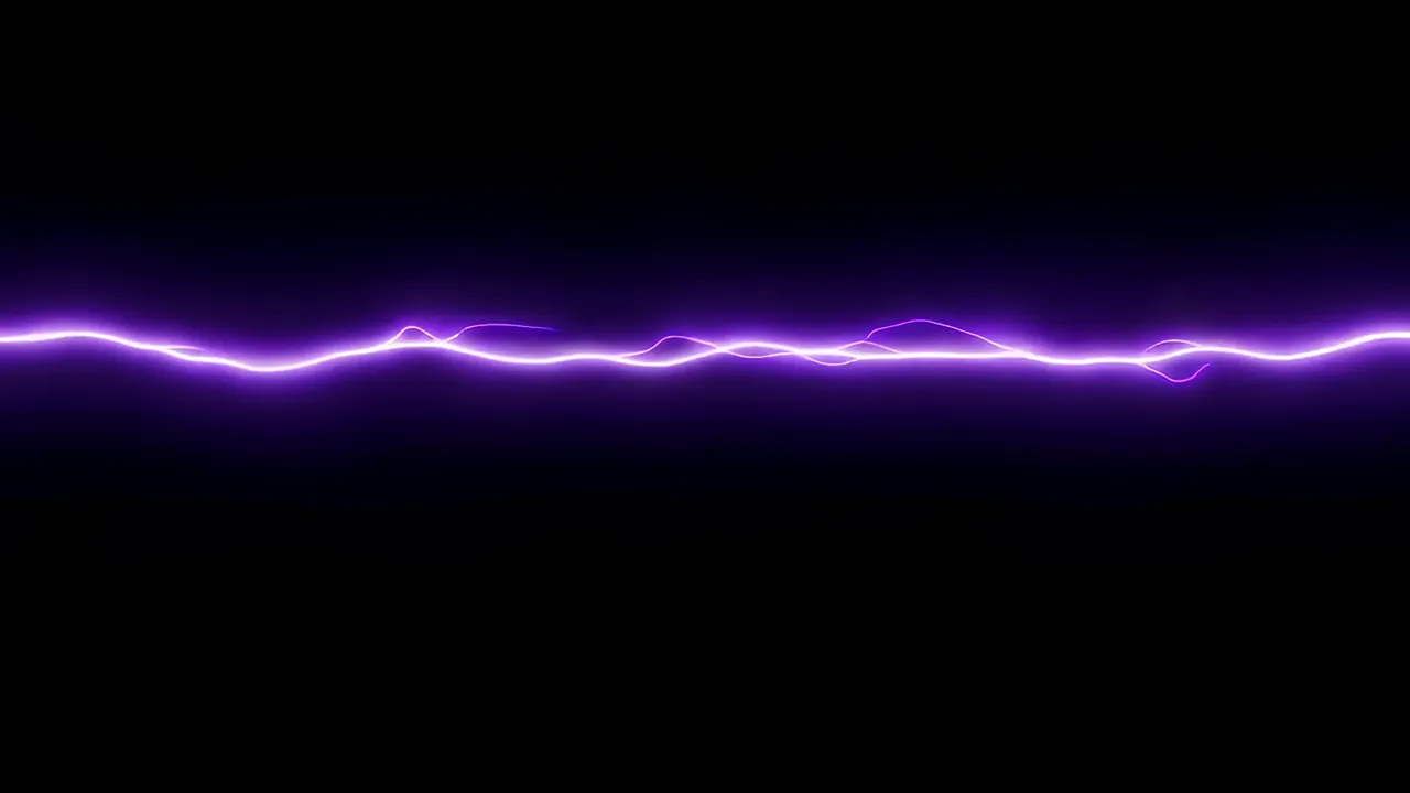 Horizontal Purple Lightning Arc Effect on Black Background