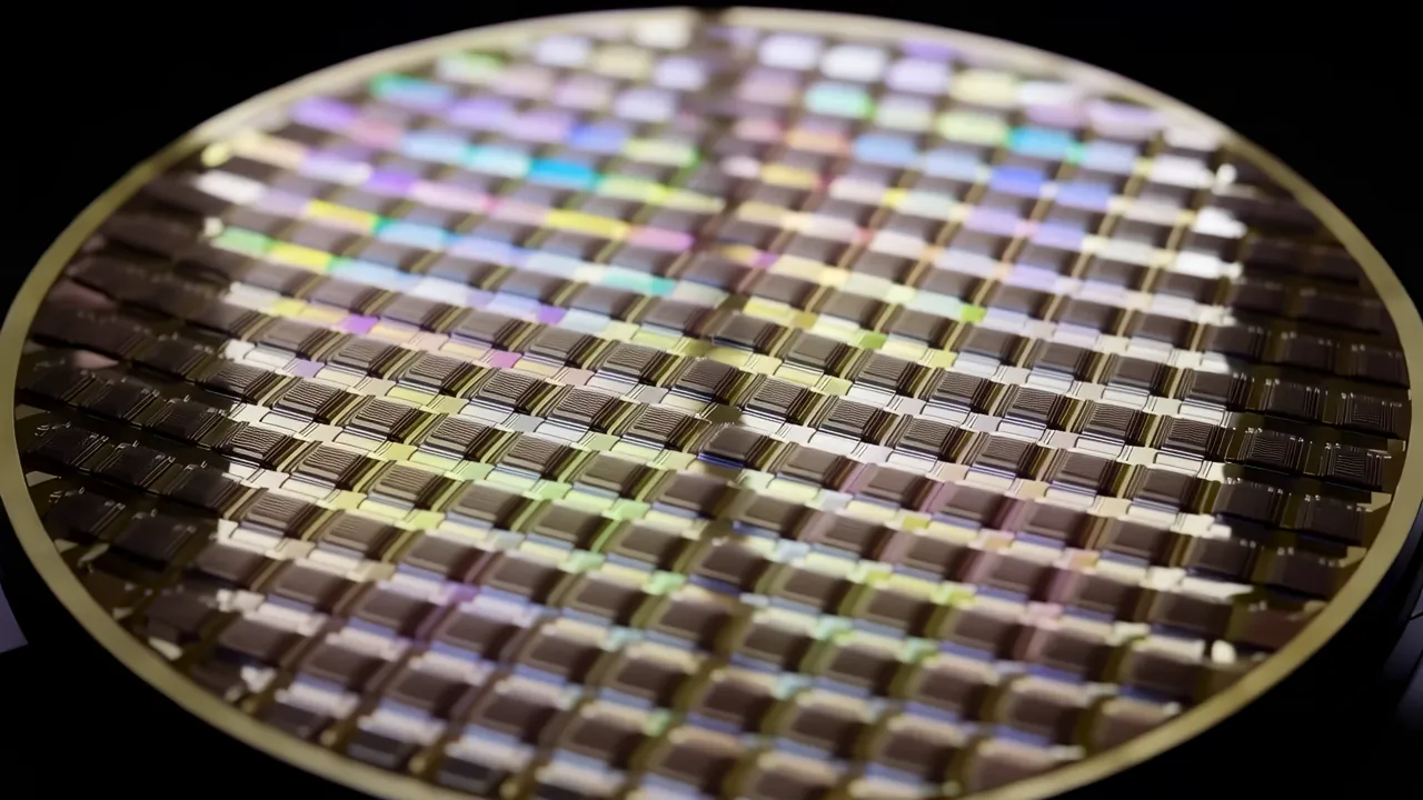 Identical Chip Dies on a Polished Silicon Wafer Surface