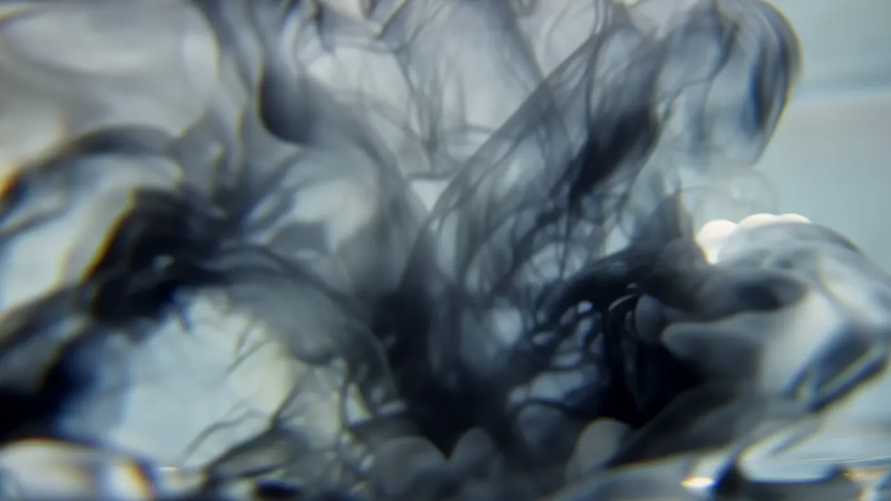 Ink Cloud Dissolving in Water with Feathered Edges