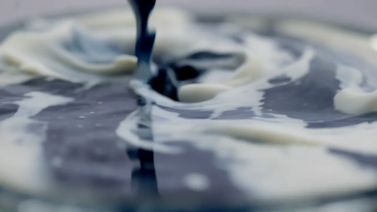 Ink Drop Exploding on Water Surface and Dissolving