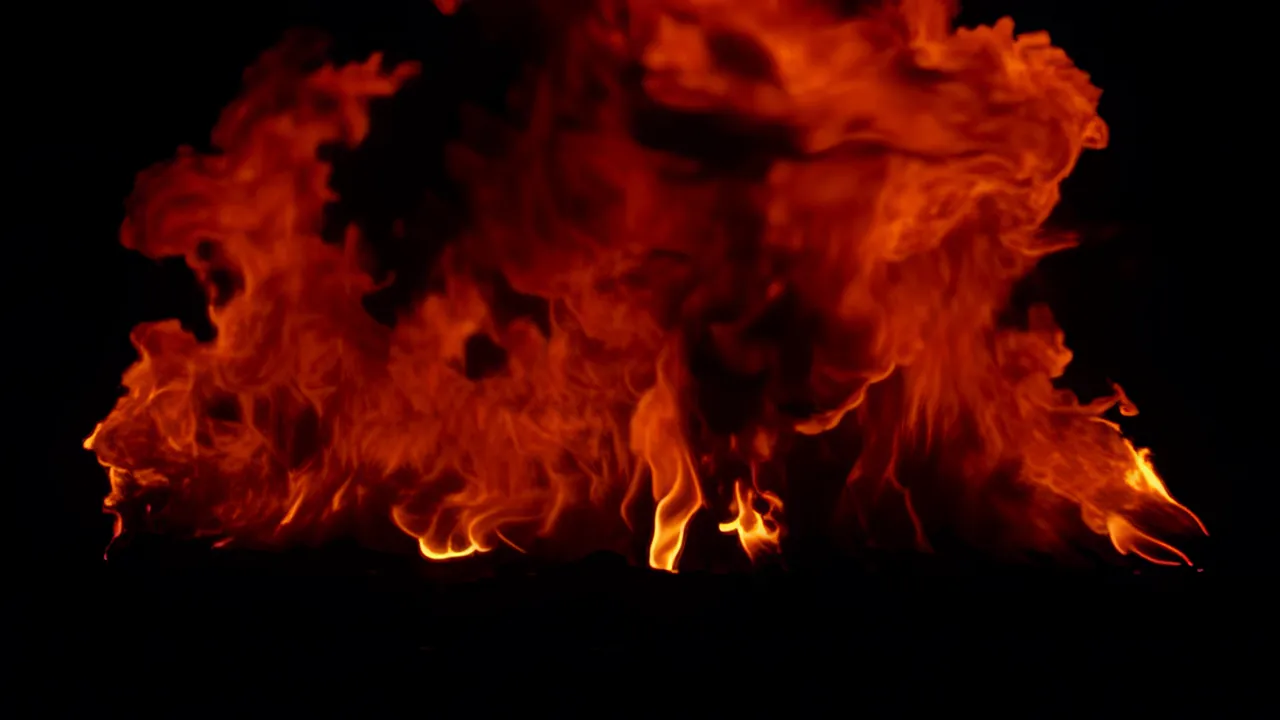 Intense Flames Filling the Frame with Dynamic Motion