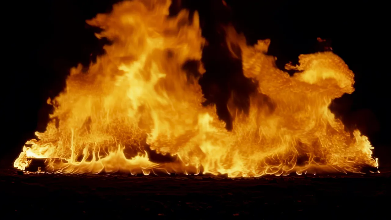 Intense Flames Filling the Frame with Flickering Motion