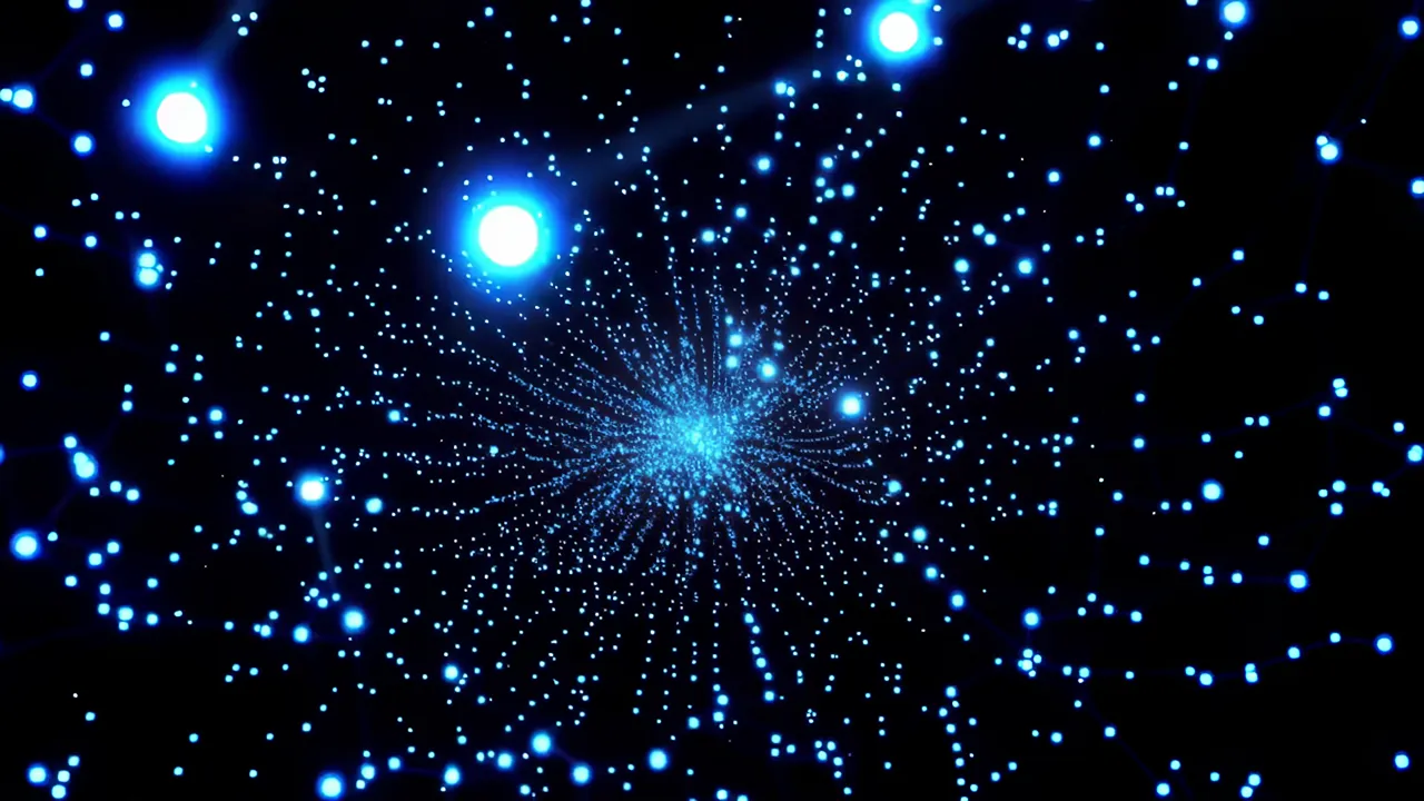 Interconnected Light Points in a Deep Black Void