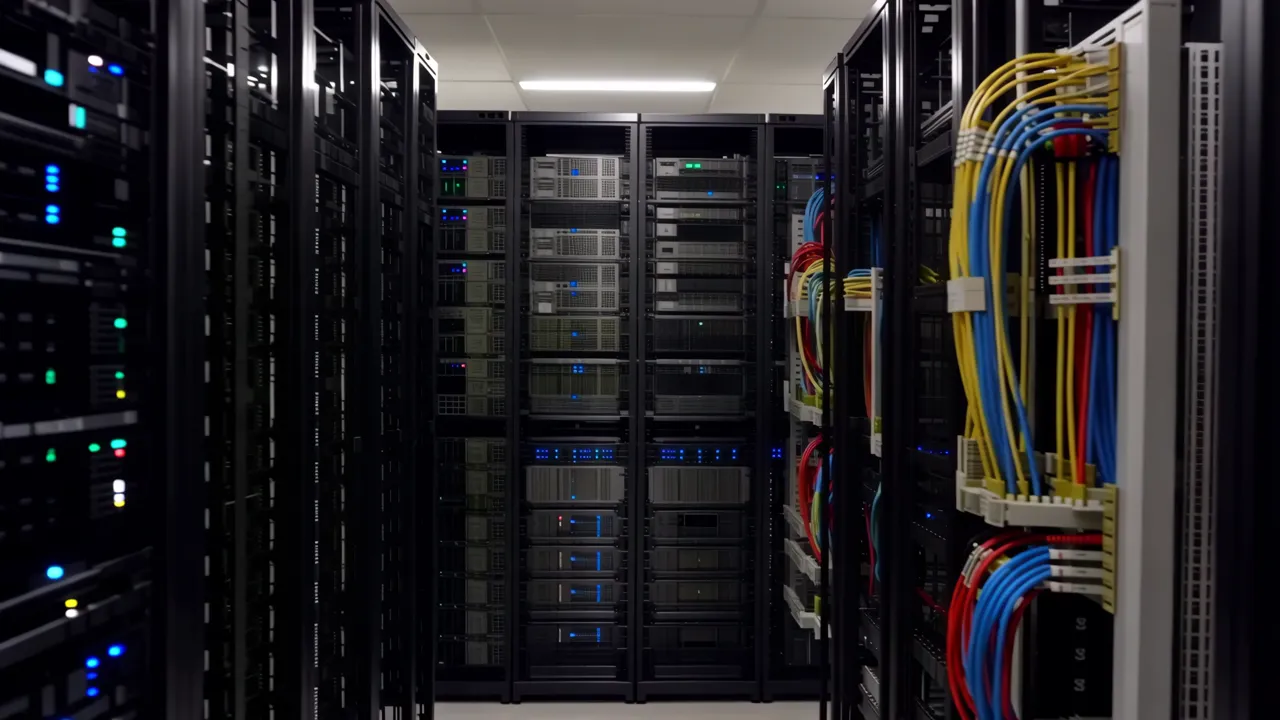 Interior of a Modern Data Center with Server Racks