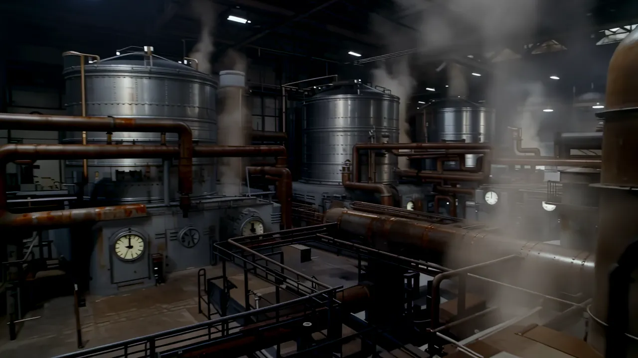 Interior of a Water Treatment Plant with Filtration Systems
