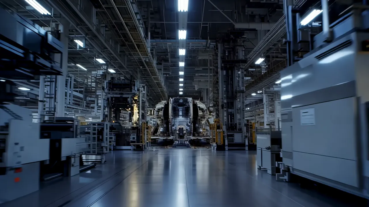 Interior of Aerospace Manufacturing Facility with Aircraft Parts