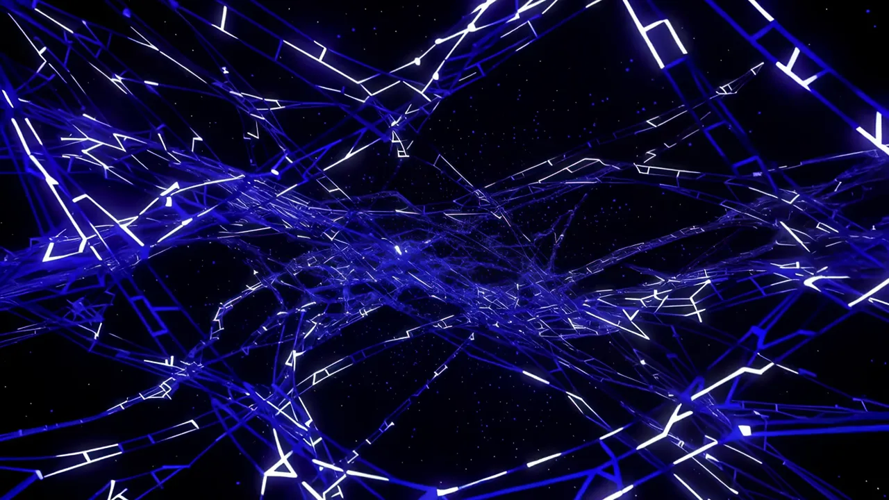 Intricate Blue Pathways in Abstract Digital Space