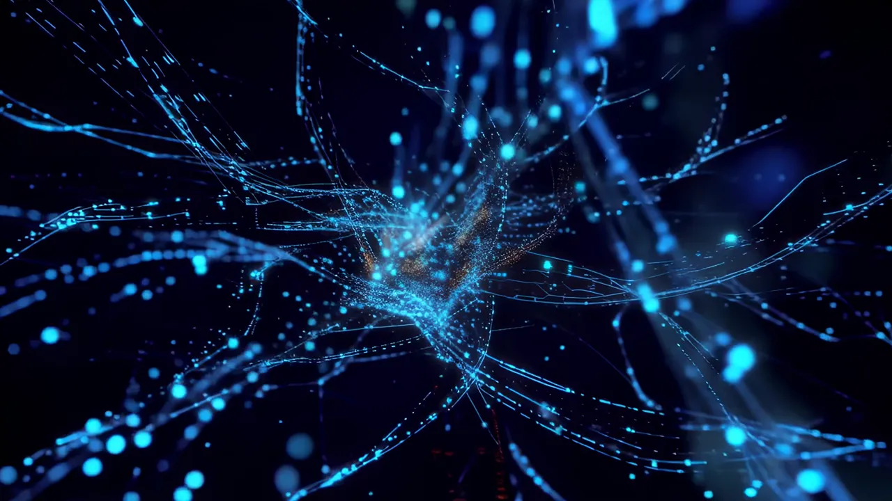 Intricate Blue Pathways in Digital Space