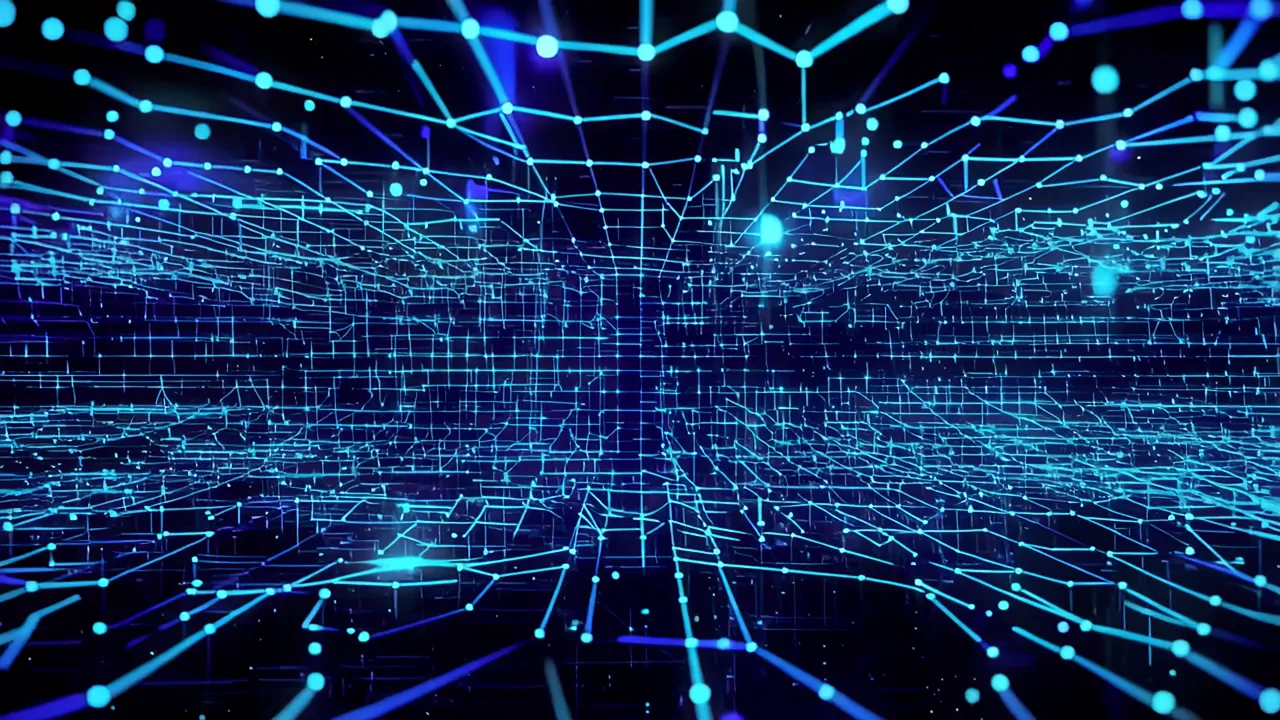 Intricate Luminous Blue Pathways in Digital Space