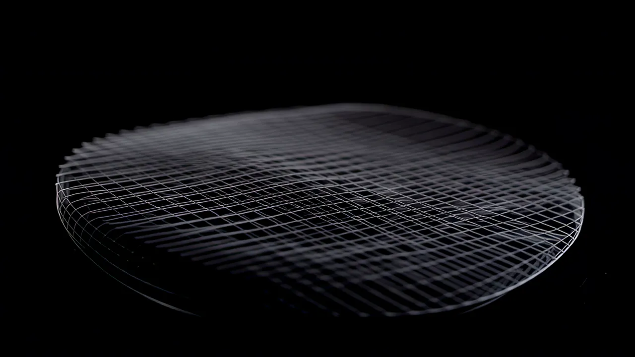 Intricate Moiré Pattern of Fine Line Grids on Black Background
