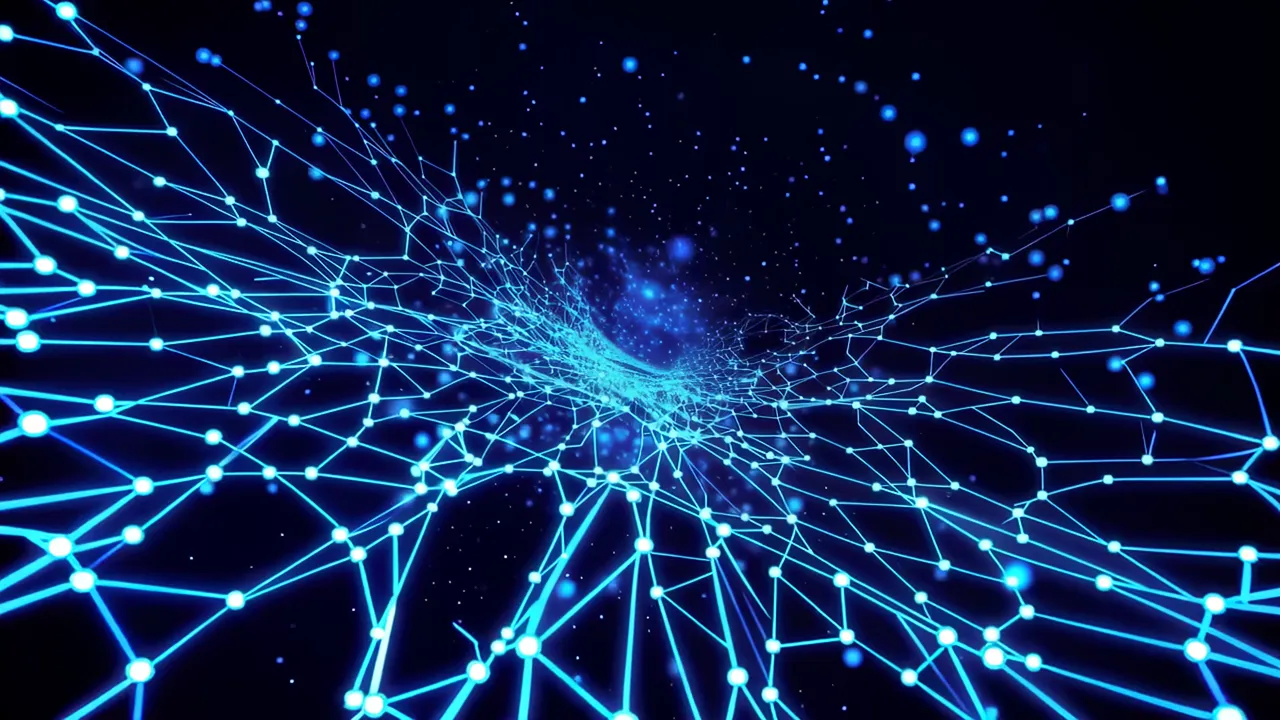 Intricate Web of Luminous Blue Pathways in Abstract Space