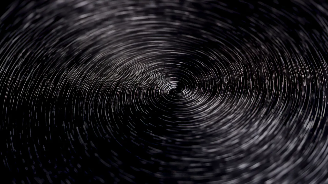 Intricate Whorl Pattern of Curved Lines on Black Background