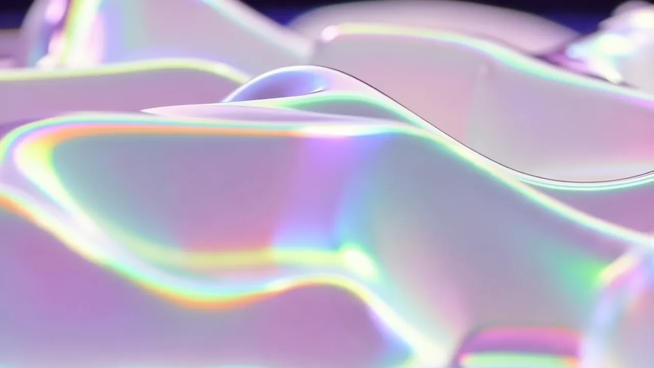 Iridescent Forms Flowing Through a Pastel Atmosphere