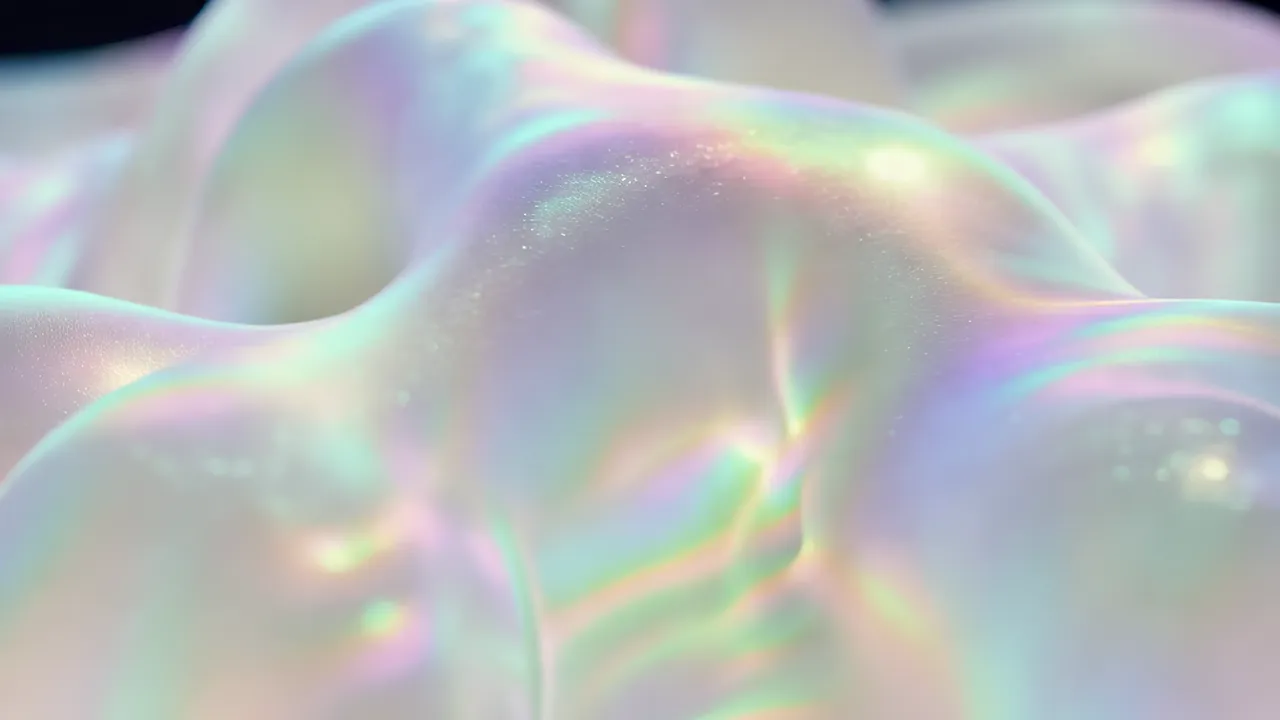 Iridescent Organic Abstract Shapes Undulating Surface