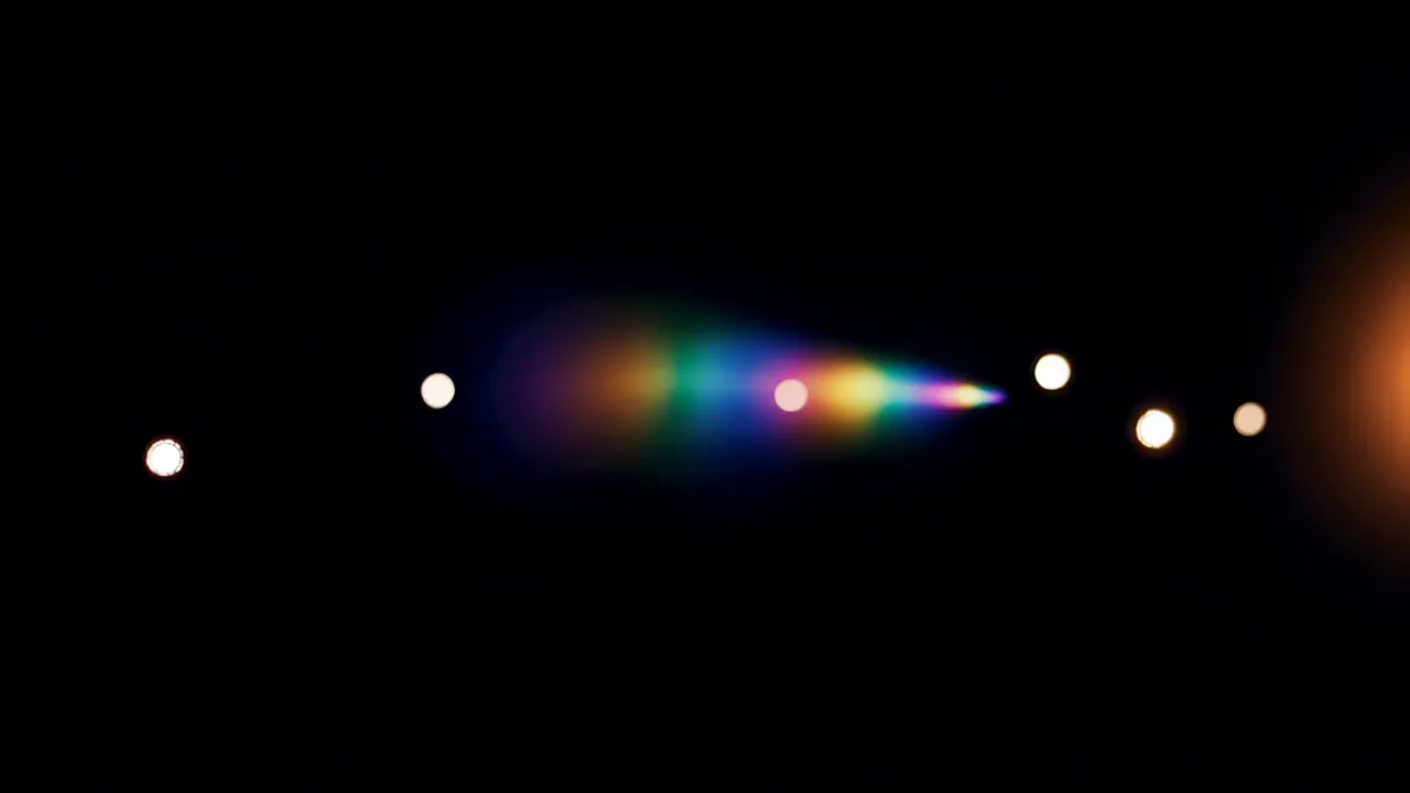 Iridescent Rainbow Light Smear on Black Background