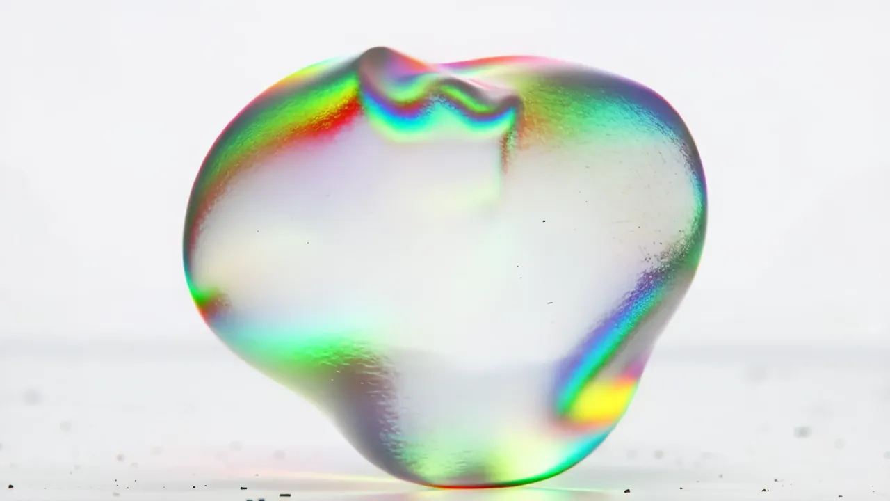 Iridescent Sphere Blooming and Dissolving in Soft Light