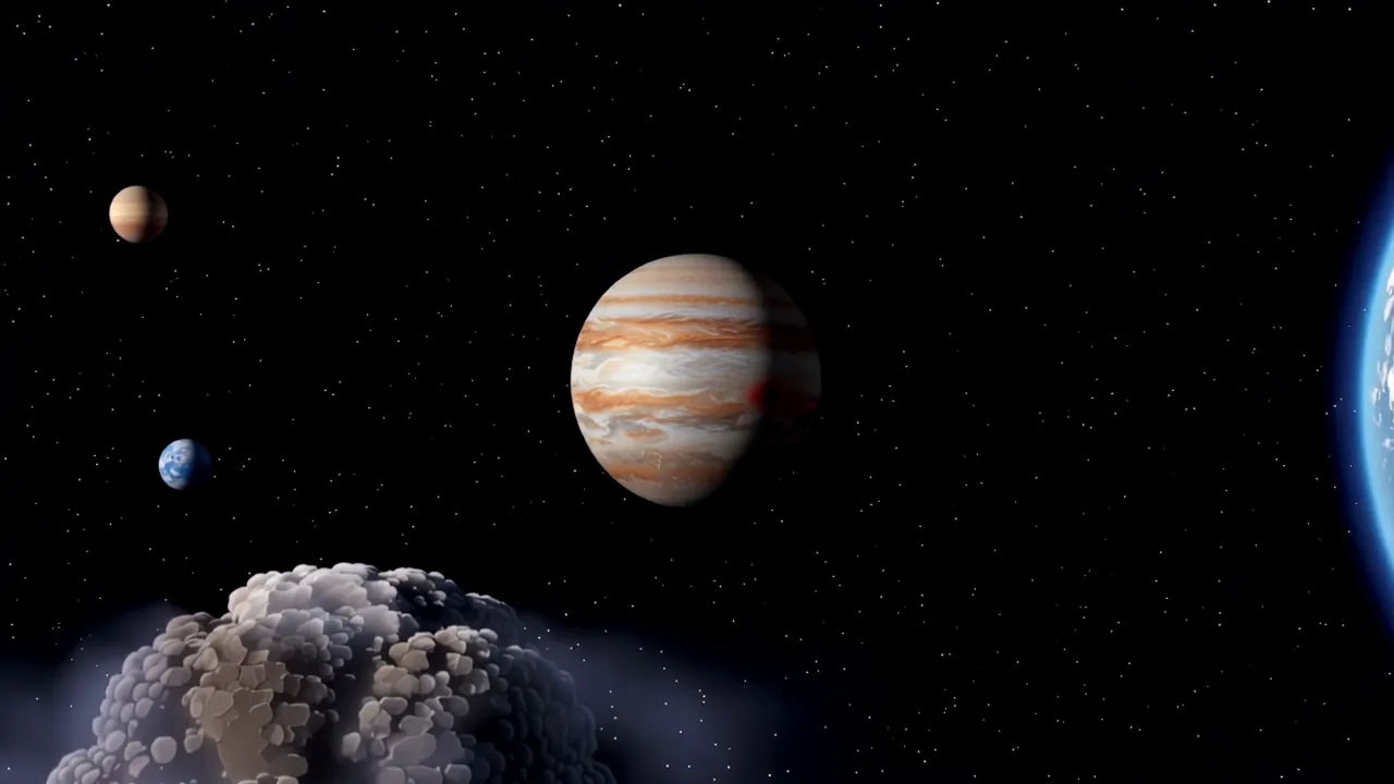 Jupiter's Surface with Great Red Spot and Cloud Bands