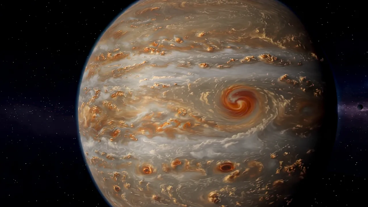 Jupiter's Surface with the Great Red Spot and Cloud Bands
