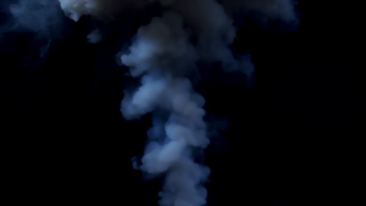Large Dark Grey Smoke Cloud Expanding in Black Background