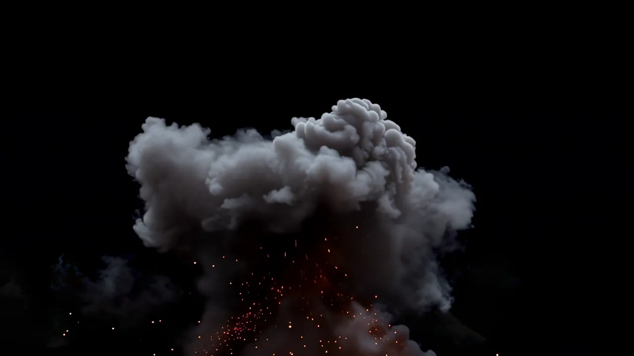 Large Dark Grey Smoke Cloud Floating in Black Space