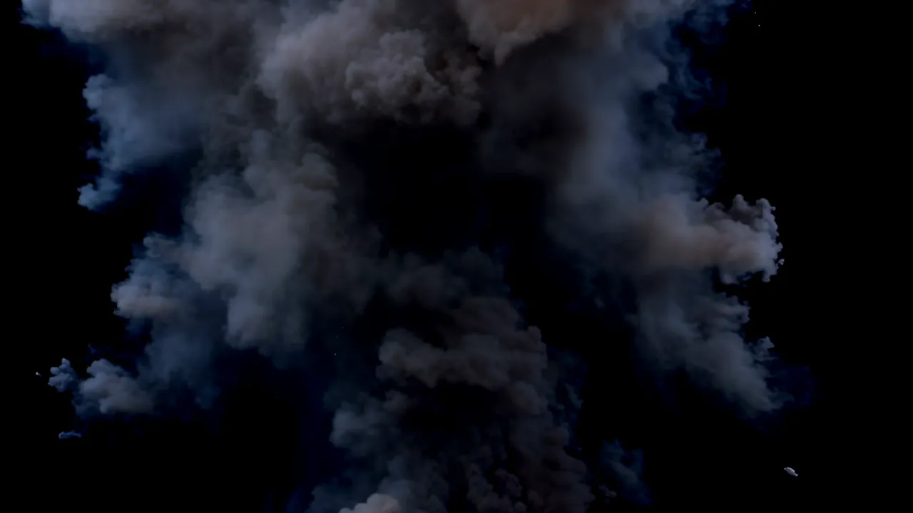 Large Dust and Debris Explosion Cloud Expanding Outward